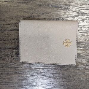 Tory Burch Beige Card Holder with Gold Logo